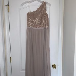David’s bridal champagne bridesmaid dress